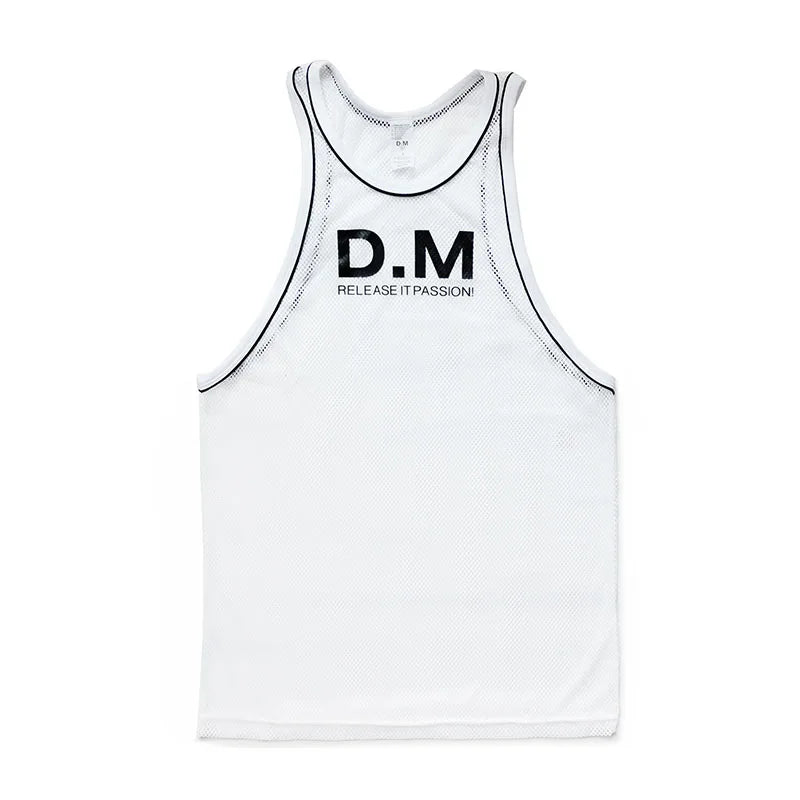 Camiseta de gimnasio para Hombre, Ropa de malla transpirable, holgada, para Fitness, culturismo, Simple