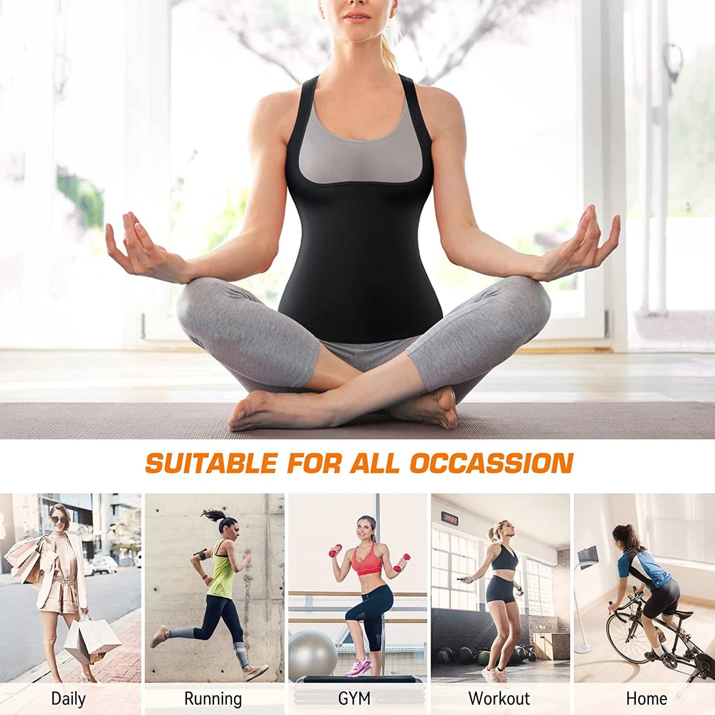 Chaleco de sudor Sauna Traje de sudor para mujer Camisa de sauna Shapewear Azul