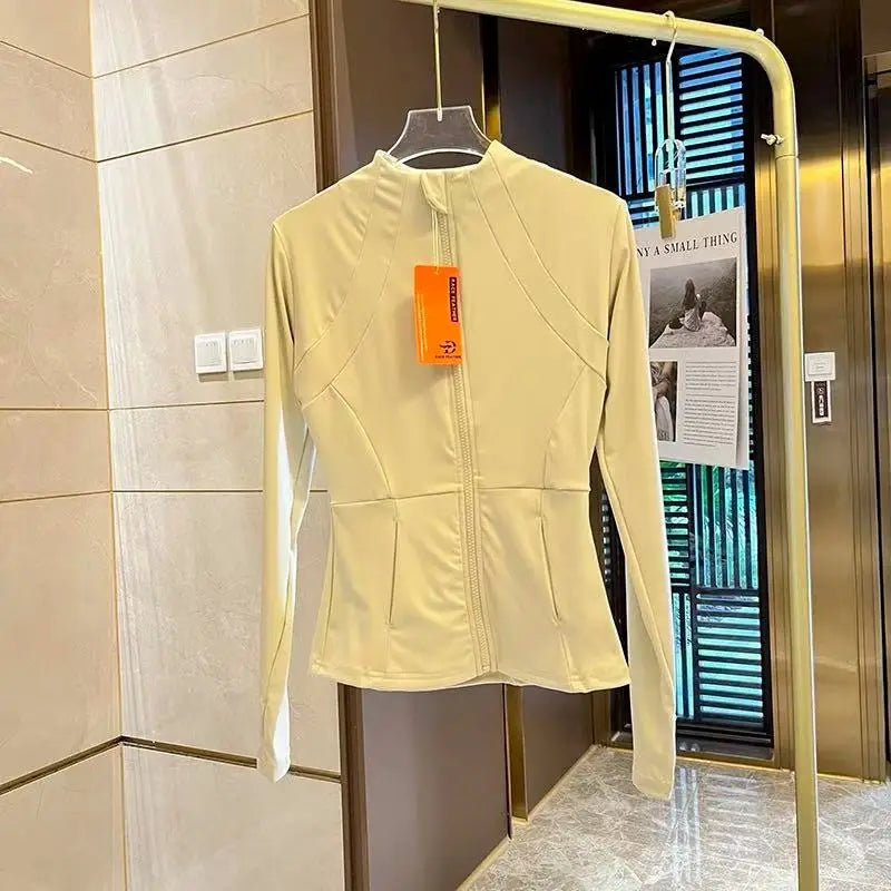 Nueva ropa de yoga para mujer, manga larga para correr, fitness, adelgazante, chaquetas de yoga versátiles, tops deportivos de entrenamiento, chaquetas