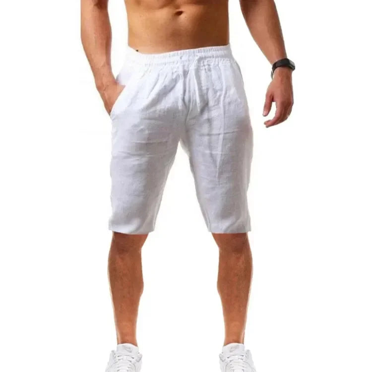 Pantalones holgados de algodón y lino para hombre, ropa informal transpirable para Fitness, ropa de calle para trotar, otoño y verano
