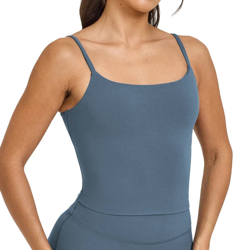 Chaleco deportivo de Yoga para mujer, sujetador de fitness para correr integrado con almohadilla para el pecho, ropa de yoga con tirantes en la espalda, ropa de fitness