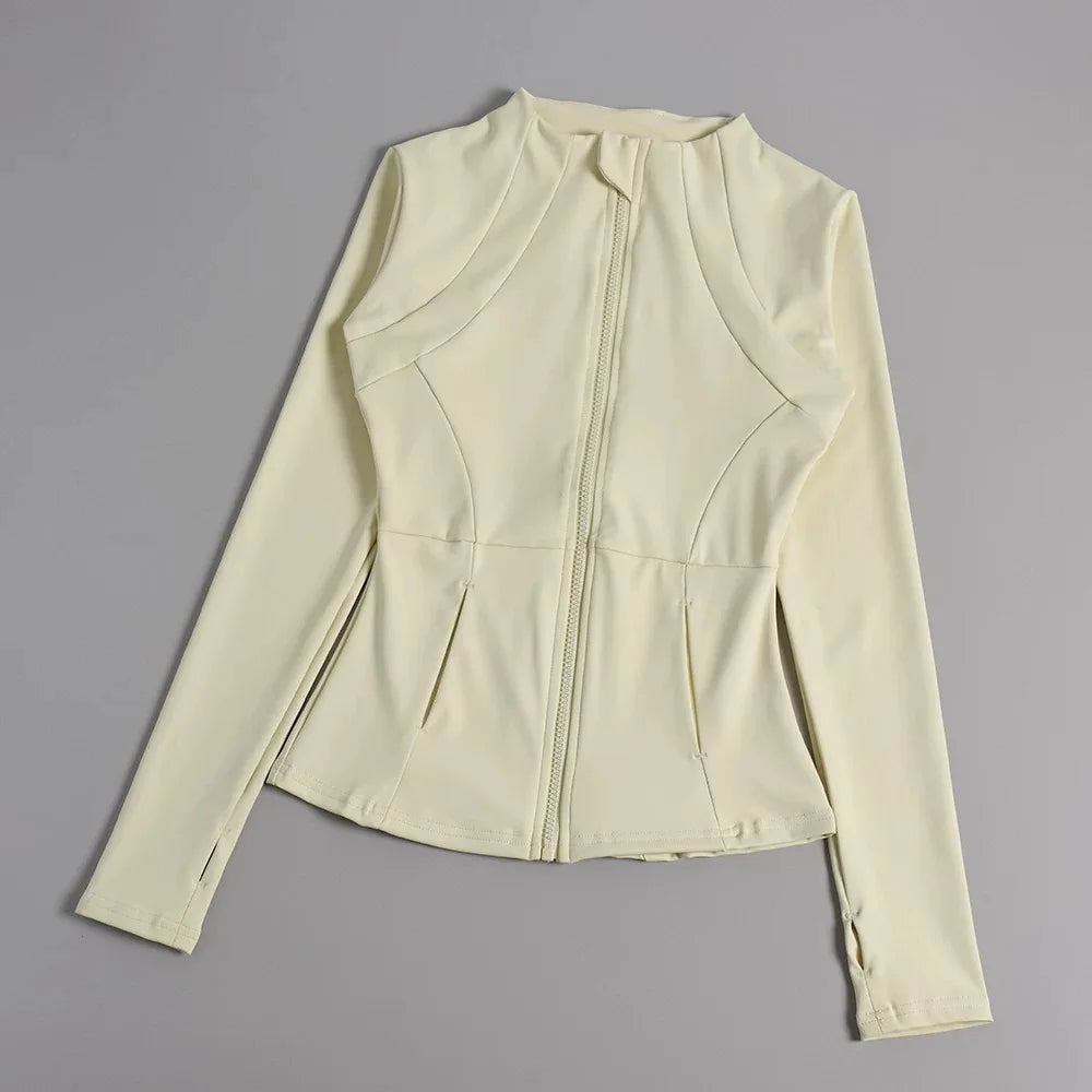 Nueva ropa de yoga para mujer, manga larga para correr, fitness, adelgazante, chaquetas de yoga versátiles, tops deportivos de entrenamiento, chaquetas