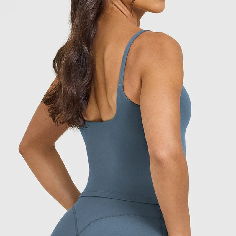 Chaleco deportivo de Yoga para mujer, sujetador de fitness para correr integrado con almohadilla para el pecho, ropa de yoga con tirantes en la espalda, ropa de fitness