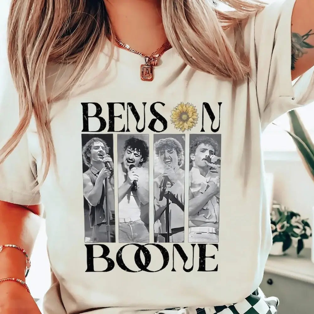Sudadera de cantante pop cosas hermosas ropa musical colores cómodos Benson Boone camisa música Tour Fan camiseta de verano regalo de seguidor en vivo