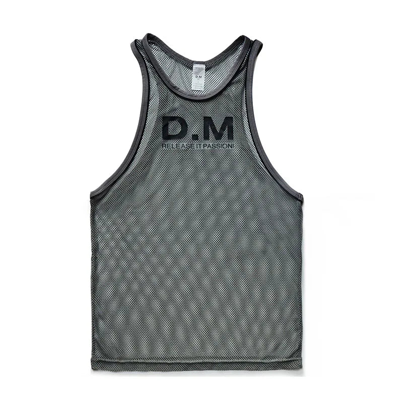 Camiseta de gimnasio para Hombre, Ropa de malla transpirable, holgada, para Fitness, culturismo, Simple