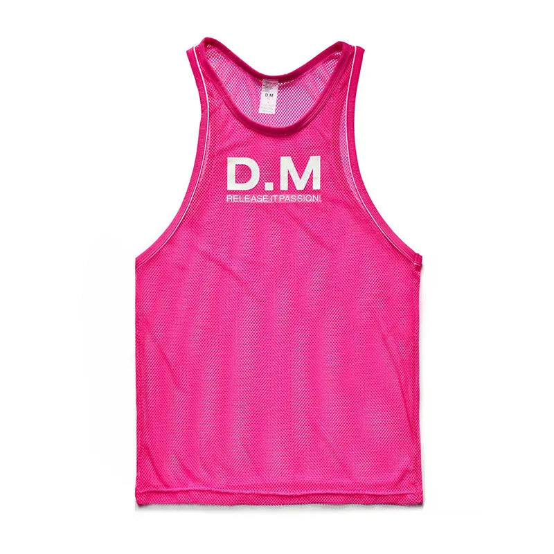 Camiseta de gimnasio para Hombre, Ropa de malla transpirable, holgada, para Fitness, culturismo, Simple