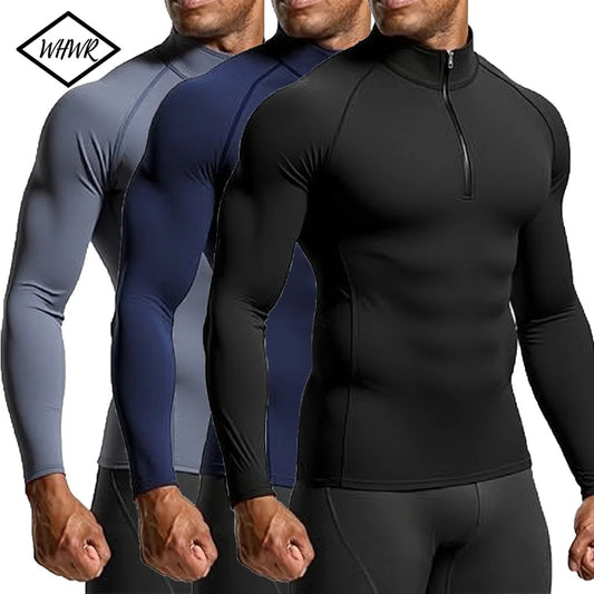 2025 nueva ropa deportiva para hombre, camisetas de gimnasio, camiseta ajustada transpirable de secado rápido de manga larga, ropa de entrenamiento para correr, otoño