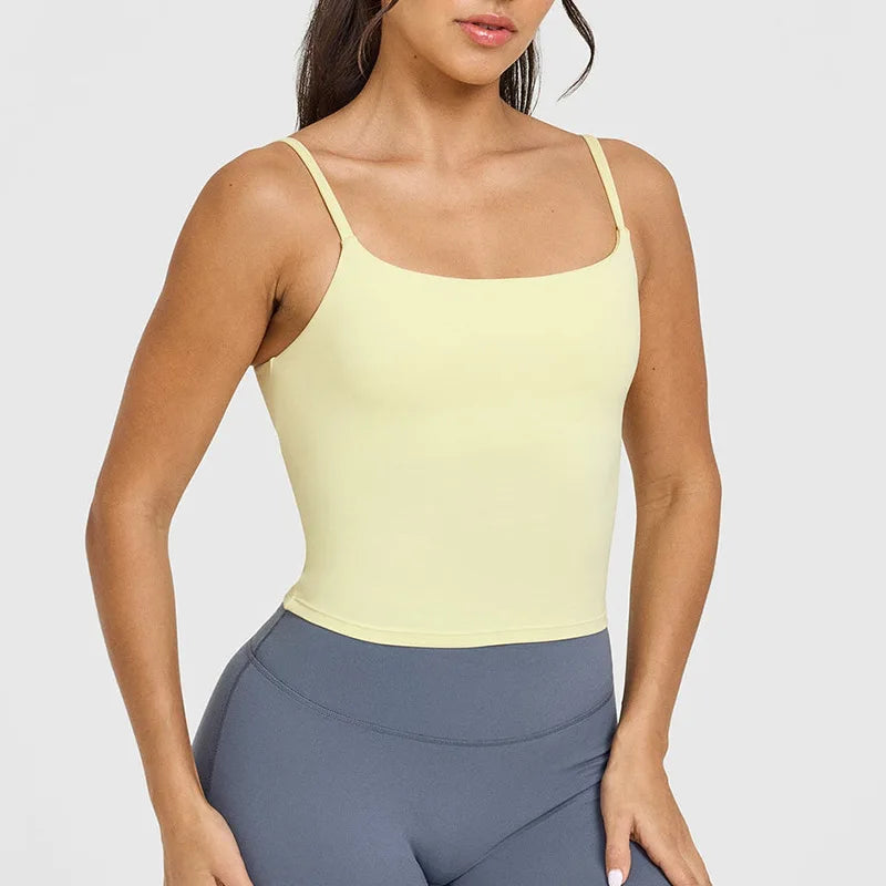 Chaleco deportivo de Yoga para mujer, sujetador de fitness para correr integrado con almohadilla para el pecho, ropa de yoga con tirantes en la espalda, ropa de fitness