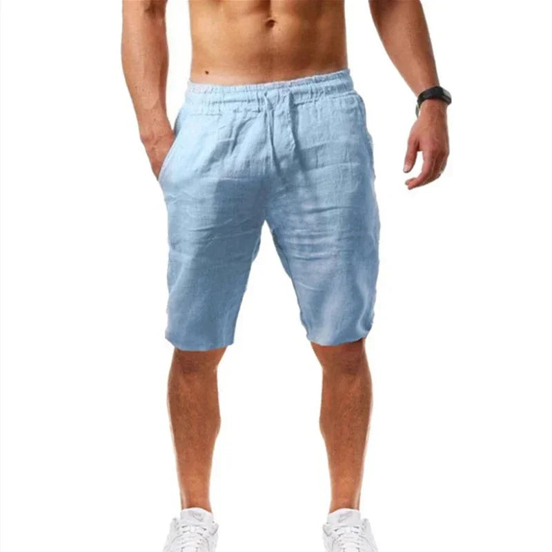 Pantalones holgados de algodón y lino para hombre, ropa informal transpirable para Fitness, ropa de calle para trotar, otoño y verano