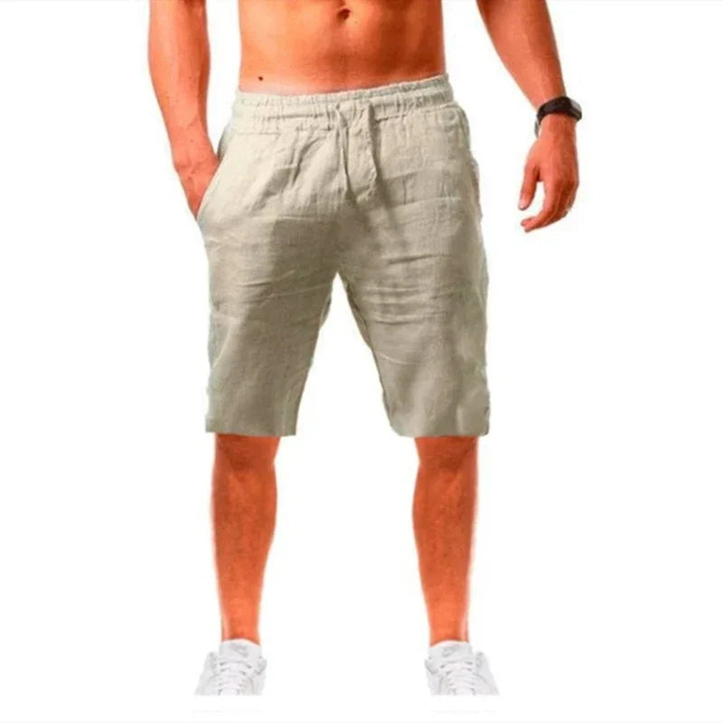 Pantalones holgados de algodón y lino para hombre, ropa informal transpirable para Fitness, ropa de calle para trotar, otoño y verano
