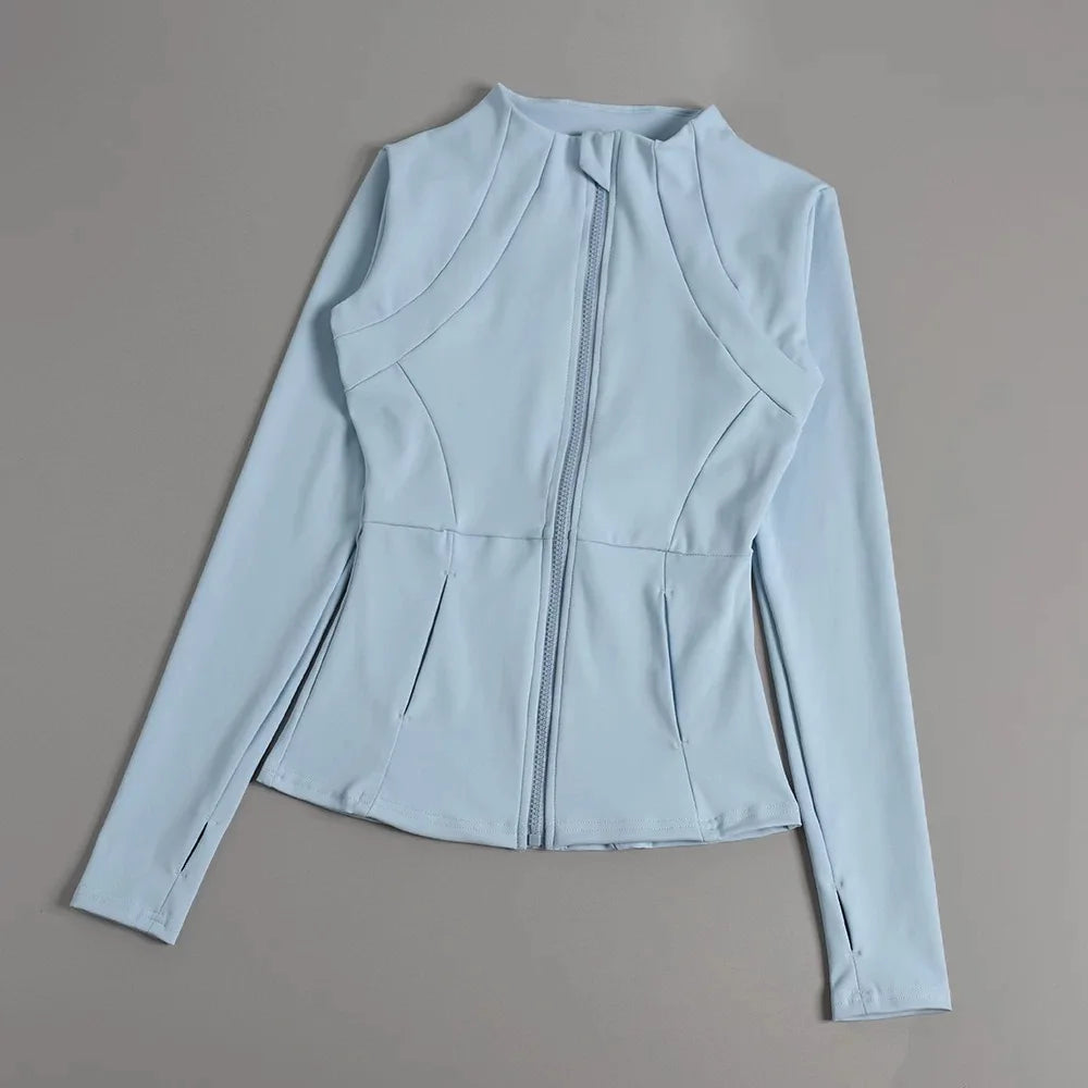 Nueva ropa de yoga para mujer, manga larga para correr, fitness, adelgazante, chaquetas de yoga versátiles, tops deportivos de entrenamiento, chaquetas